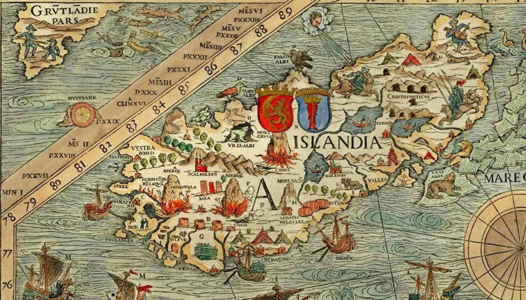 Mapa de la Islandia conquistada por los vikingos