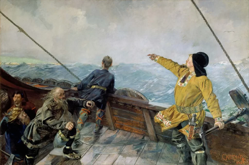 Oleo sobre lienzo, Lerif Eriksson, el vikingo que descubrió América.